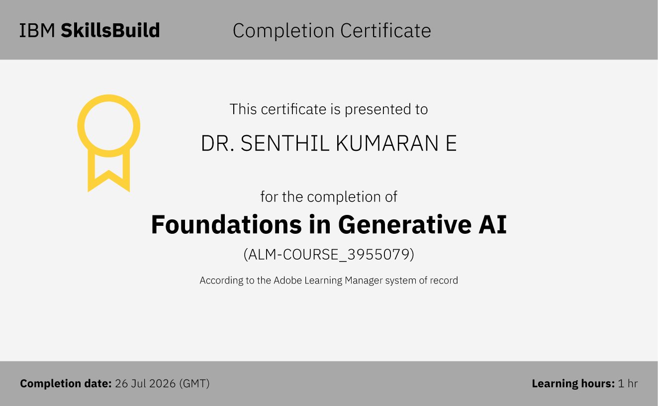 Foundations in Generative AI completion certificate